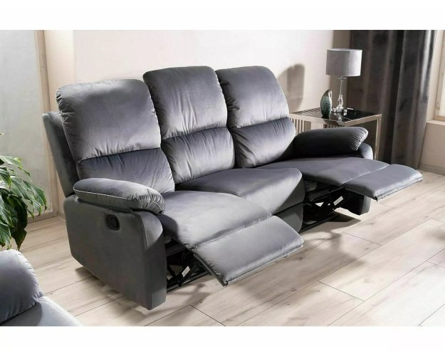3 vietų išskleidžiama sofa su miego funkcija | Aksomas, pilka