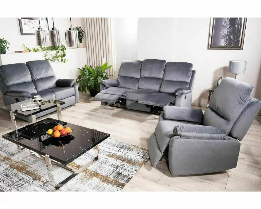 3 vietų išskleidžiama sofa su miego funkcija | Aksomas, pilka