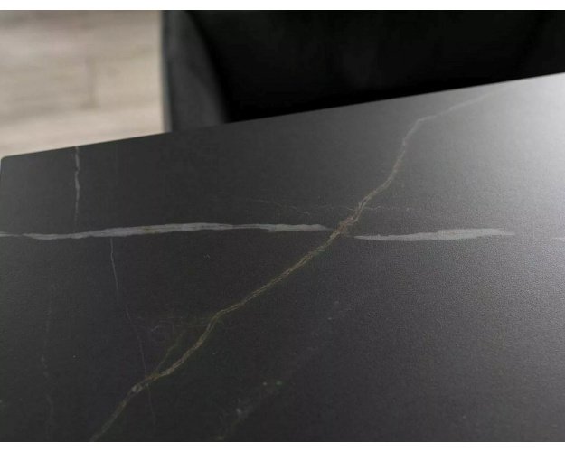 Išskleidžiamas stalas su keramikiniu stalviršiu – juodas, matinė apdai