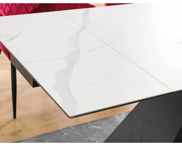 Išskleidžiamas stalas su STATUARIO VENATO keraminio stalviršio imitaci