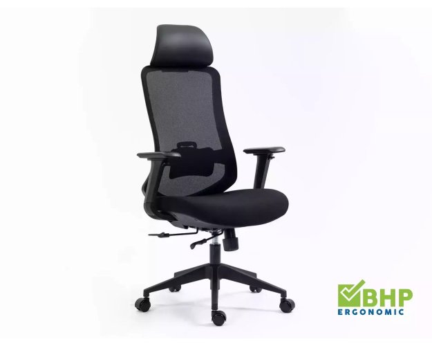 Ergonomiškas pasukamas biuro fotelis su galvos ir juosmens atrama