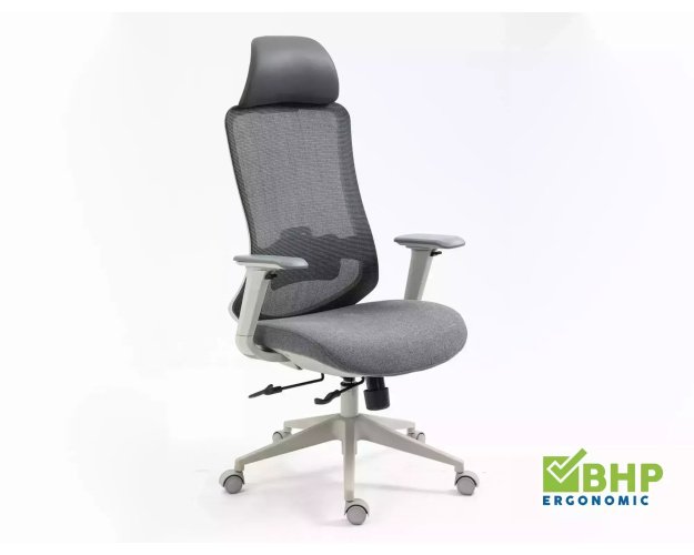Ergonomiškas pasukamas biuro krėslas – pilkas, 136 kg apkrova
