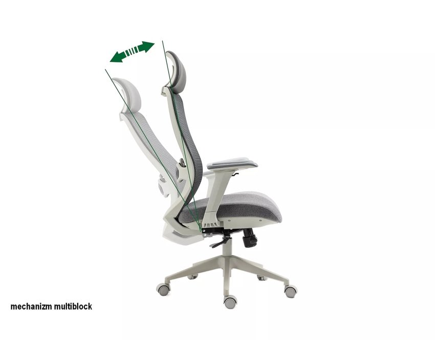 Ergonomiškas pasukamas biuro krėslas – pilkas, 136 kg apkrova