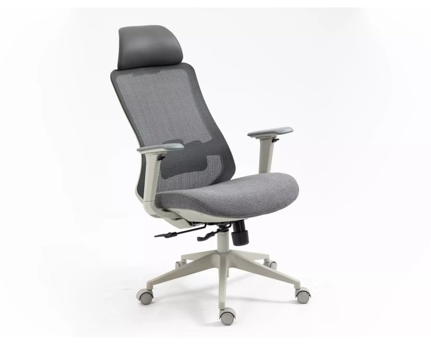 Ergonomiškas pasukamas biuro krėslas – pilkas, 136 kg apkrova