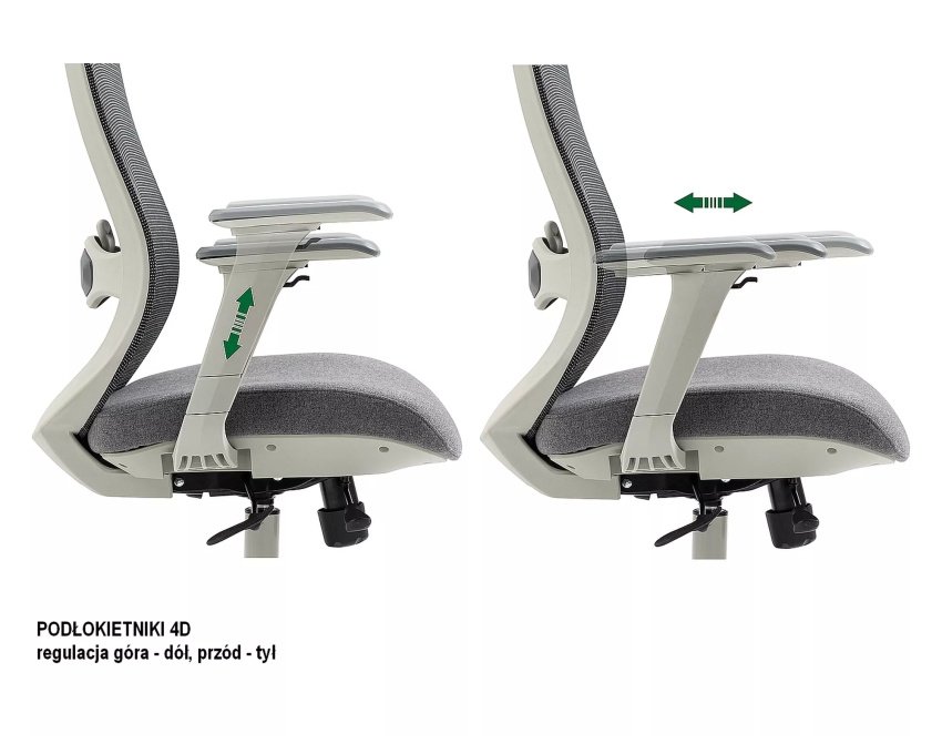 Ergonomiškas pasukamas biuro krėslas – pilkas, 136 kg apkrova