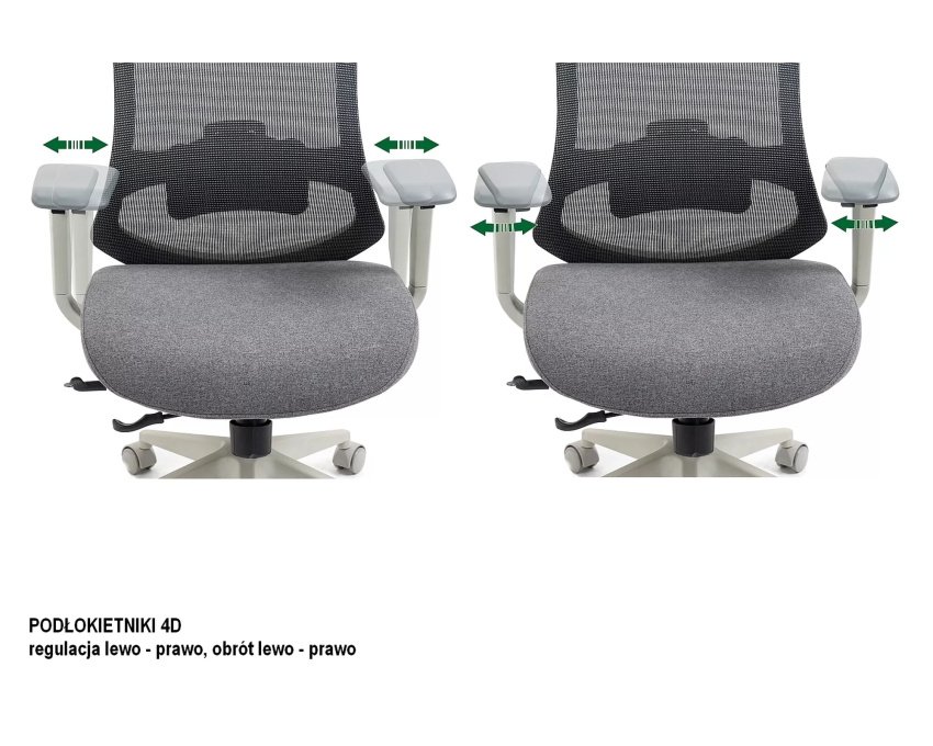 Ergonomiškas pasukamas biuro krėslas – pilkas, 136 kg apkrova