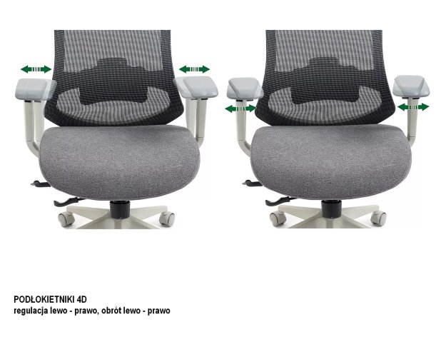 Ergonomiškas pasukamas biuro krėslas – pilkas, 136 kg apkrova