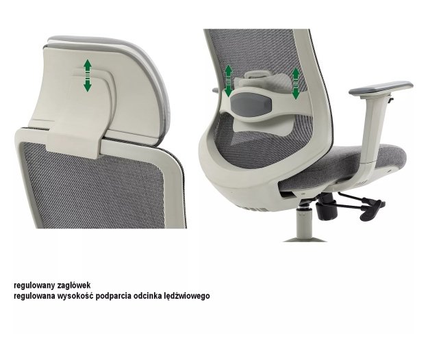 Ergonomiškas pasukamas biuro krėslas – pilkas, 136 kg apkrova
