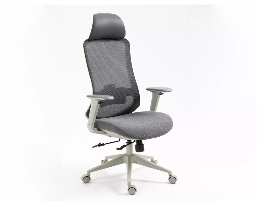 Ergonomiškas pasukamas biuro krėslas – pilkas, 136 kg apkrova