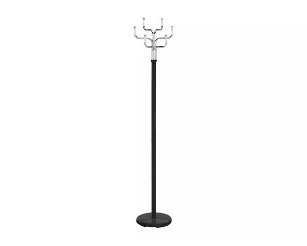 Metalinis drabužių pakabos stovas, juoda+chromas | Ø30 cm pagrindas