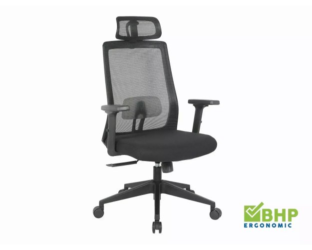 Ergonomiška biuro kėdė su galvos ir juosmens atrama, reguliuojami pora