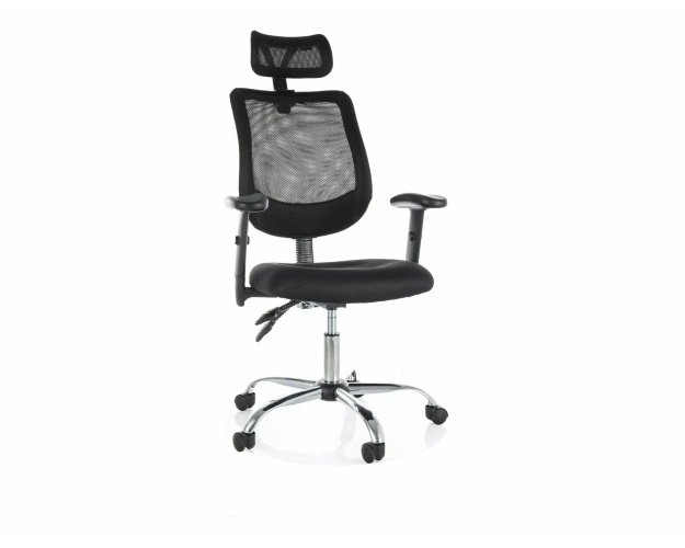 Ergonomiška biuro kėdė su reguliuojamais porankiais ir sukamu mechaniz
