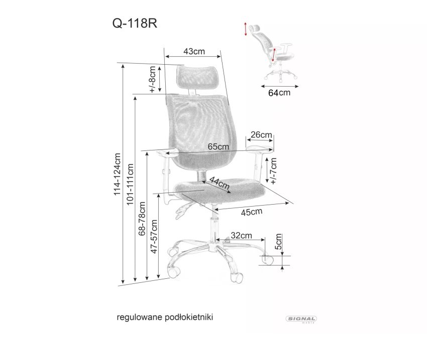 Ergonomiška biuro kėdė su reguliuojamais porankiais ir sukamu mechaniz