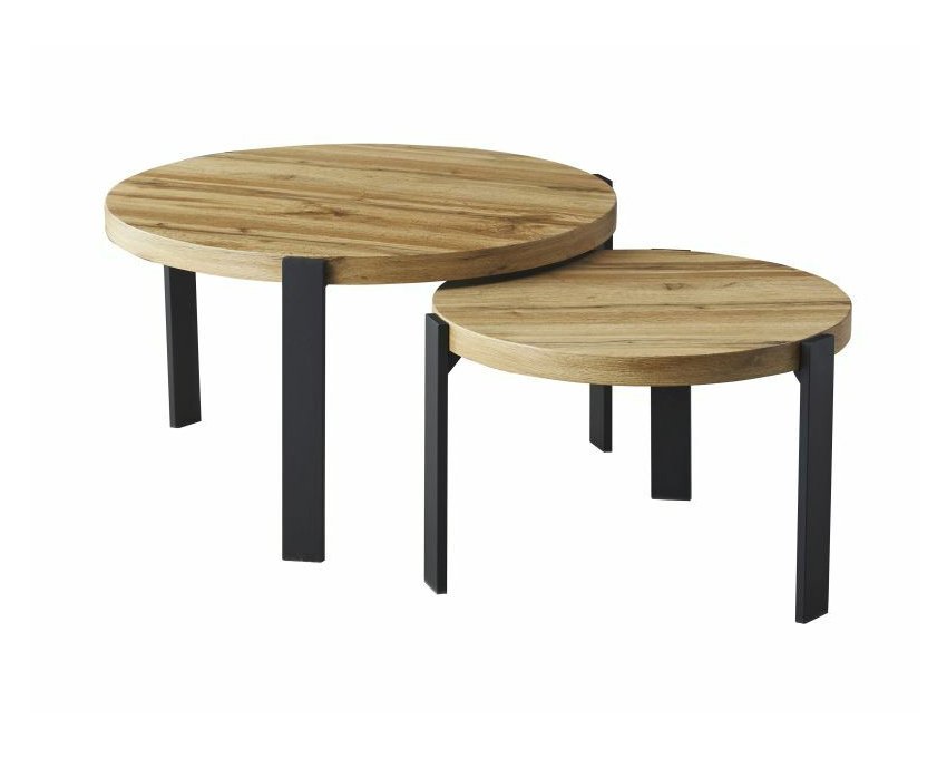 Kavos staliukų komplektas MDF faneruote — artisan ąžuolas/juoda