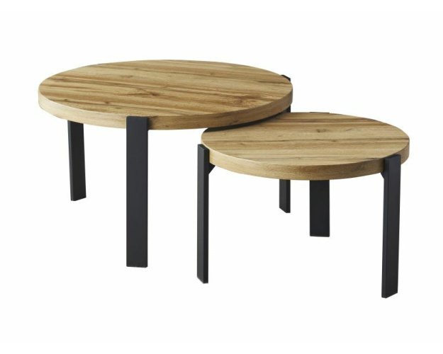 Kavos staliukų komplektas MDF faneruote — artisan ąžuolas/juoda