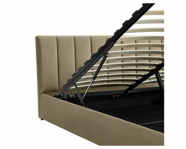 Aksominė lova su talpykla ir pakeliama dėže 140x200 – smėlinė Bluvel 2