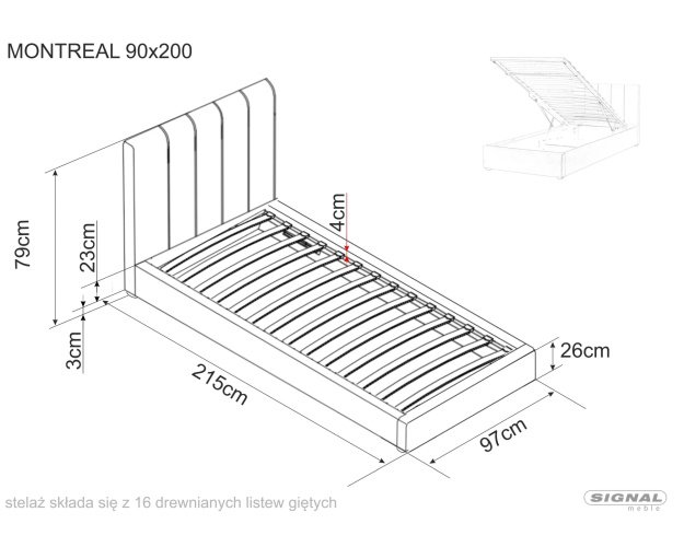 Aksominė lova su talpykla ir pakėlimu 90x200 cm – pilka