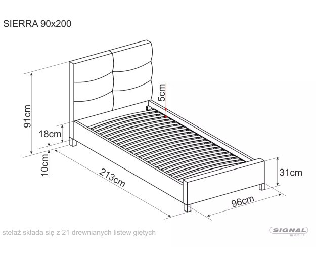 Aksominė lova su rėmu ir lenktomis lamelėmis 90x200 cm – smėlio/ąžuola 2