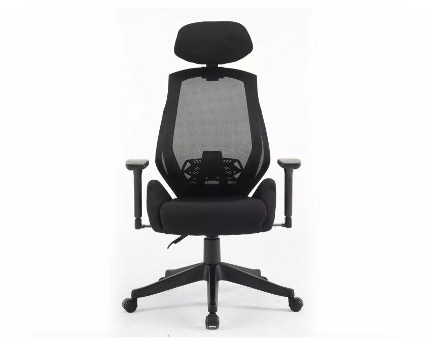 Ergonomiškas pasukamas biuro krėslas – juodas, iki 130 kg