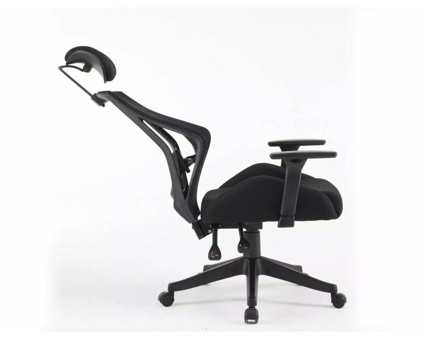 Ergonomiškas pasukamas biuro krėslas – juodas, iki 130 kg