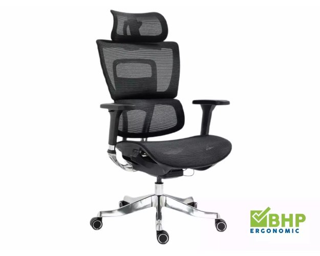 Ergonomiška biuro kėdė su sinchroniniu mechanizmu – juodas tinklelis