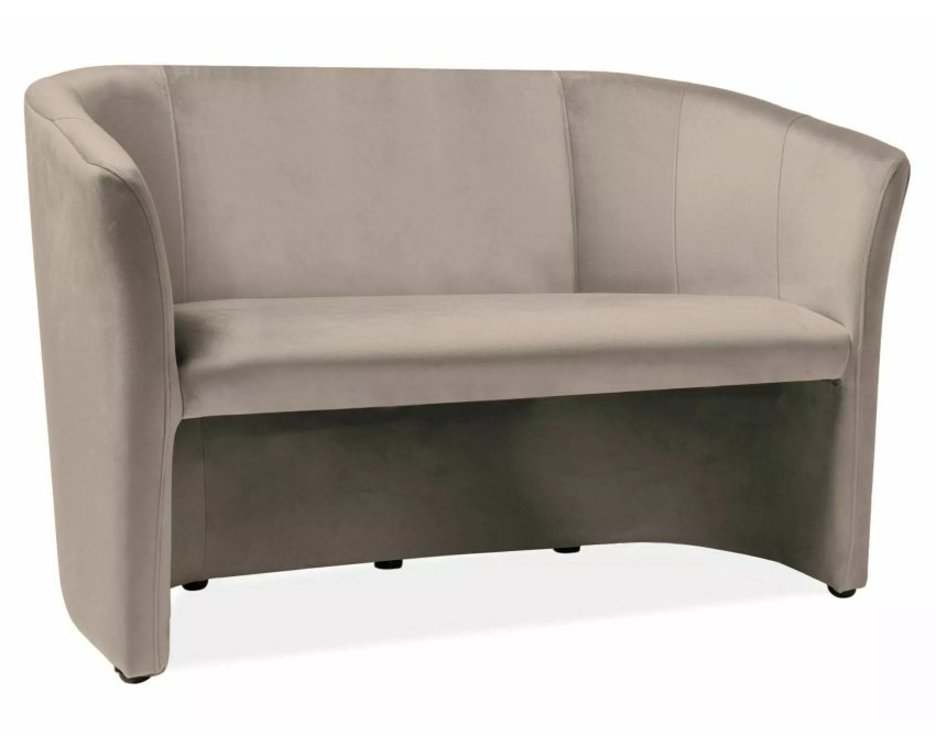 Aksominė dvivietė sofa (tamsiai smėlinė) – Minkšti baldai