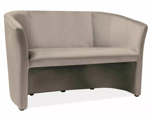 Aksominė dvivietė sofa (tamsiai smėlinė) – Minkšti baldai