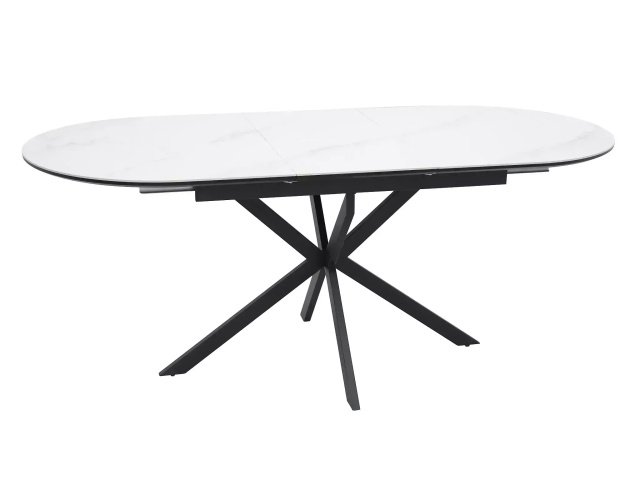 Ištraukiamas keraminis stalas 140 cm – matinė balta/juoda | Stalai