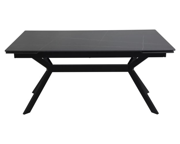 Ištraukiamas keramikinis stalas 160 cm – matinė juoda, metalinis karka
