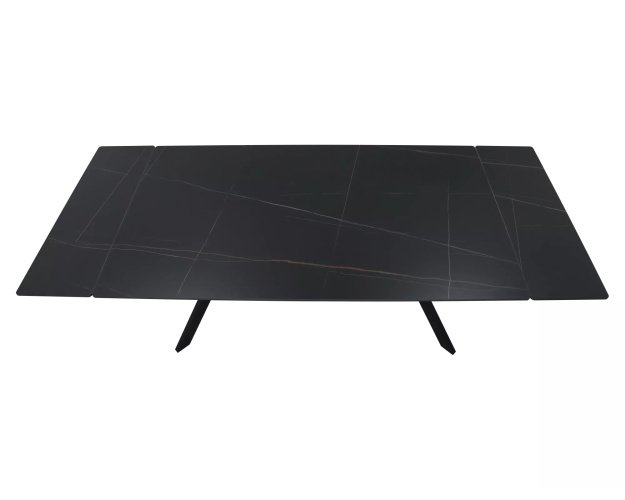 Ištraukiamas keramikinis stalas 160 cm – matinė juoda, metalinis karka 2
