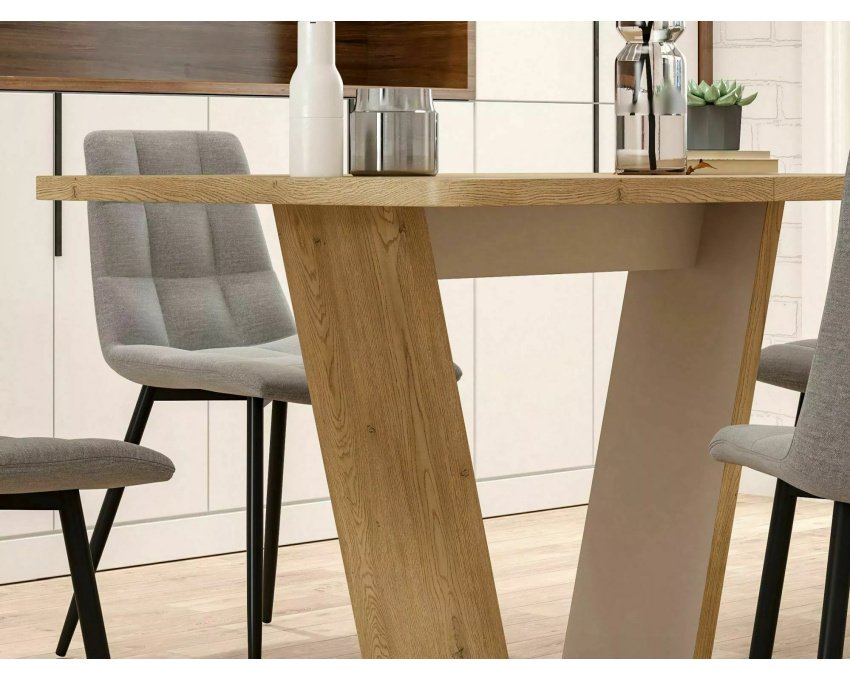 Išskleidžiamas valgomojo stalas – kremonos ąžuolas | Laminuota plokštė