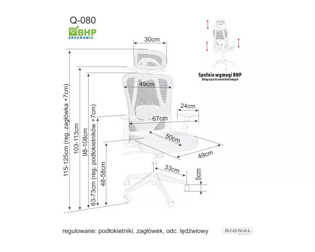 Ergonominis biuro fotelis su reguliuojamais porankiais – pilkas