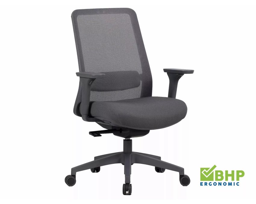 Ergonominis sukamas biuro fotelis su tinkline nugarėle | 3D porankiai