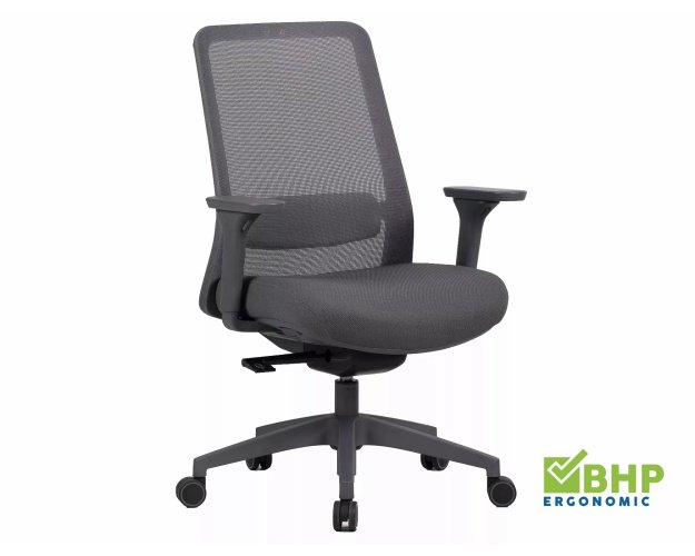 Ergonominis sukamas biuro fotelis su tinkline nugarėle | 3D porankiai