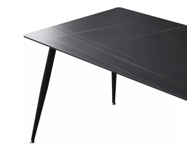 Stalas 160 cm – keramikinis stalviršis, metalinis rėmas (juodas)