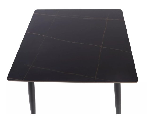 Stalas 160 cm – keramikinis stalviršis, metalinis rėmas (juodas)