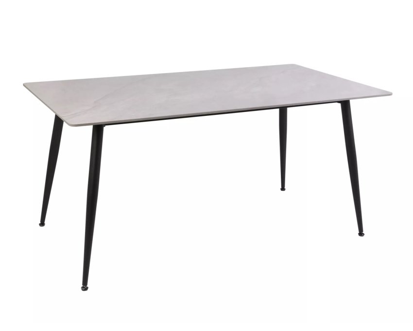 Stalas su keraminiu stalviršiu ir metaliniu rėmu, 130 cm — Pilkas/Juod