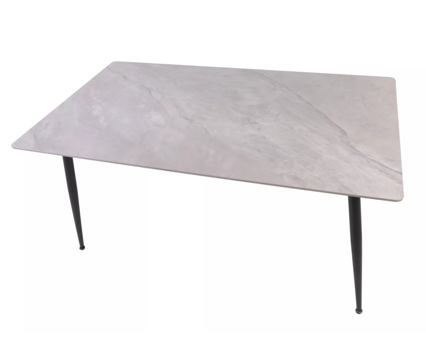 Stalas su keraminiu stalviršiu ir metaliniu rėmu, 130 cm — Pilkas/Juod