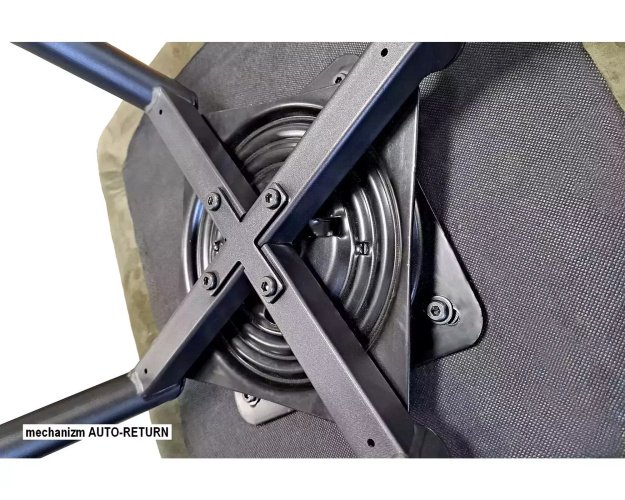 Valgomojo kėdė su audiniu ir metaliniu rėmu – auto-return, smėlinė