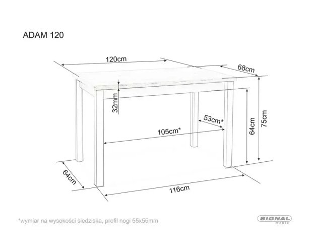Valgomasis stalas 120 cm – laminuotas stalviršis, MDF rėmas 2
