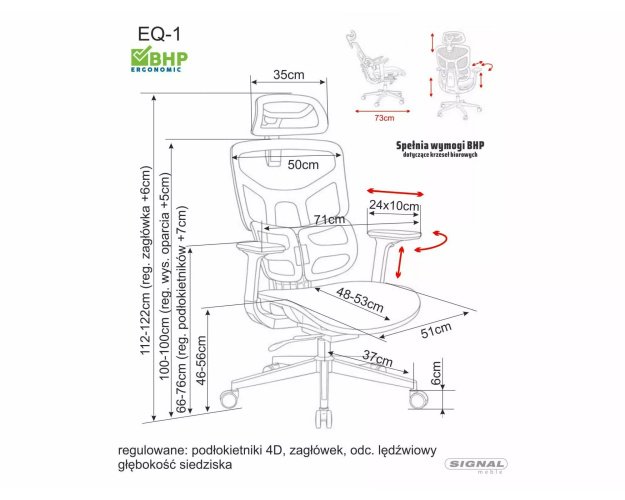 Ergonomiška biuro kėdė, 4D porankiai, juosmens ir galvos atrama
