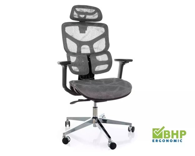 Ergonominis sūpyninis darbo krėslas su tinkleliu – pilkas, reguliuojam
