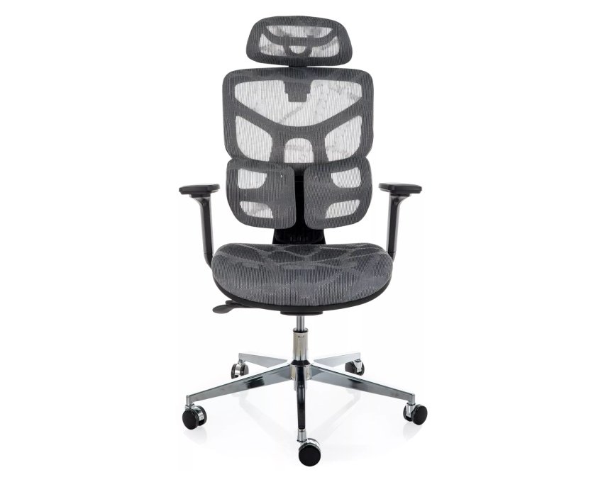 Ergonominis sūpyninis darbo krėslas su tinkleliu – pilkas, reguliuojam