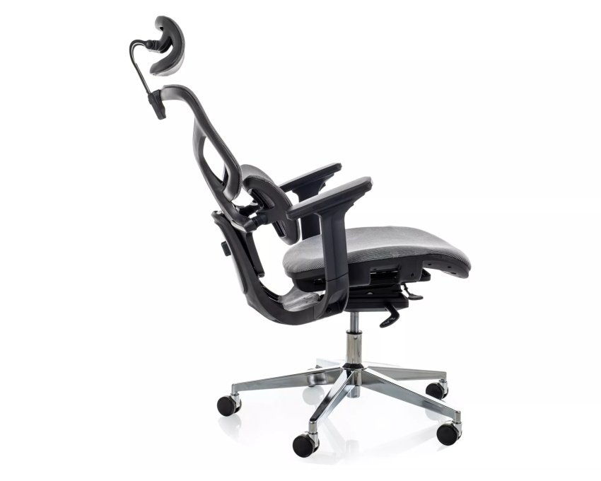 Ergonominis sūpyninis darbo krėslas su tinkleliu – pilkas, reguliuojam
