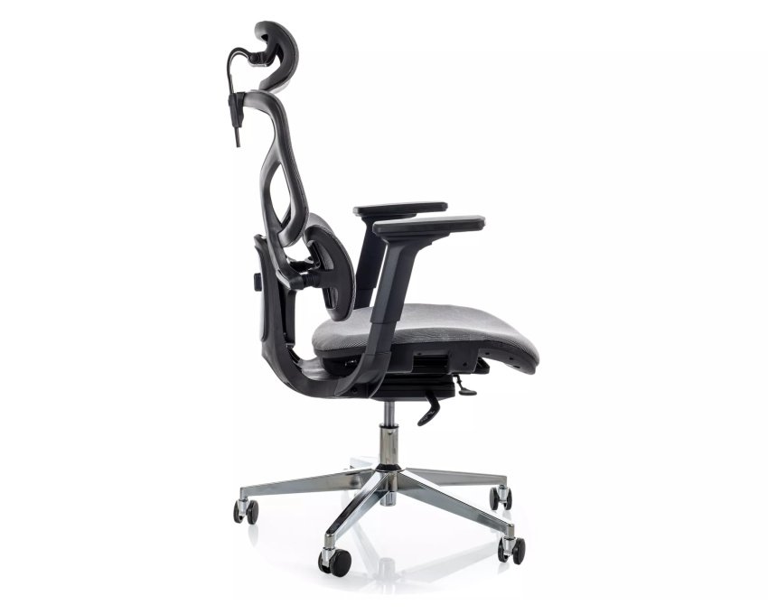 Ergonominis sūpyninis darbo krėslas su tinkleliu – pilkas, reguliuojam