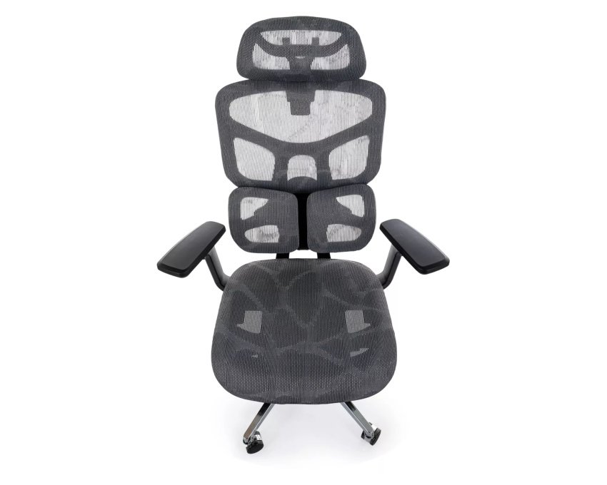 Ergonominis sūpyninis darbo krėslas su tinkleliu – pilkas, reguliuojam