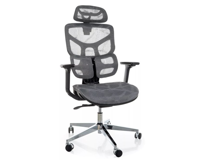 Ergonominis sūpyninis darbo krėslas su tinkleliu – pilkas, reguliuojam