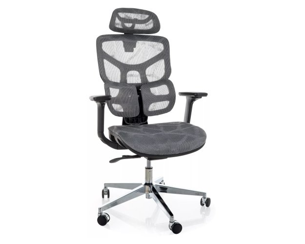 Ergonominis sūpyninis darbo krėslas su tinkleliu – pilkas, reguliuojam