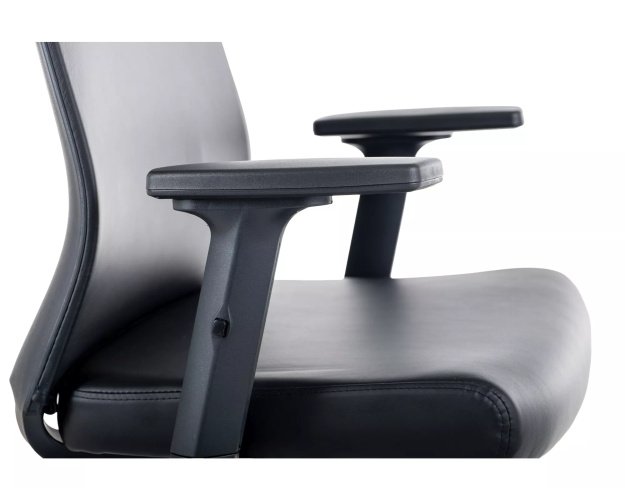 Sukamoji ergonominė kėdė iš dirbtinės odos – juoda, reguliuojami