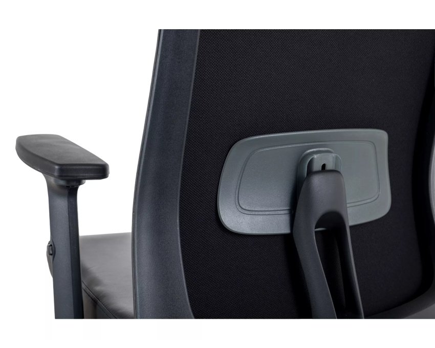 Sukamoji ergonominė kėdė iš dirbtinės odos – juoda, reguliuojami